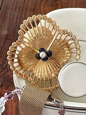 Vintage Christian Dior Open Work Floral Brooch